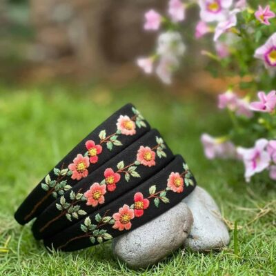 Flowers Embroidered Headband | Handmade Embroidered Wildflowers Headband