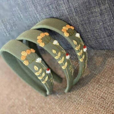 Flowers Embroidered Headband | Handmade Embroidered Wildflowers Headband