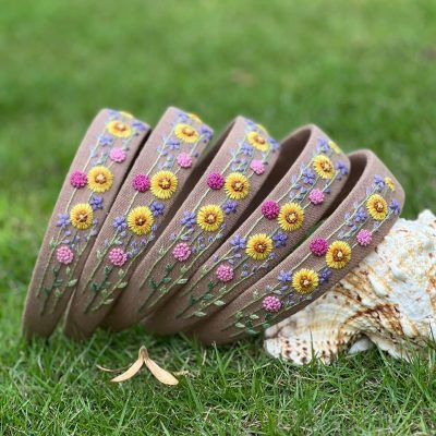 Floral Embroidered Headband for Women, Handmade Hair Accessory, Comfortable Wildflowers Headband, Boho Hair Band, Gift for Her
