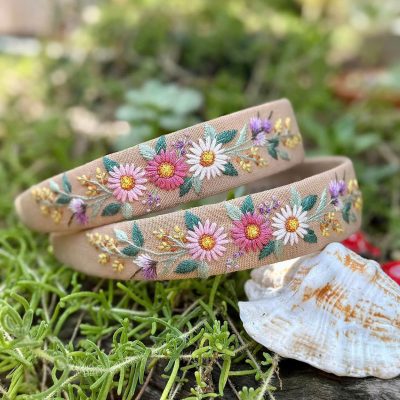 Floral Embroidered Headband | Handmade Embroidered Wildflowers Headband