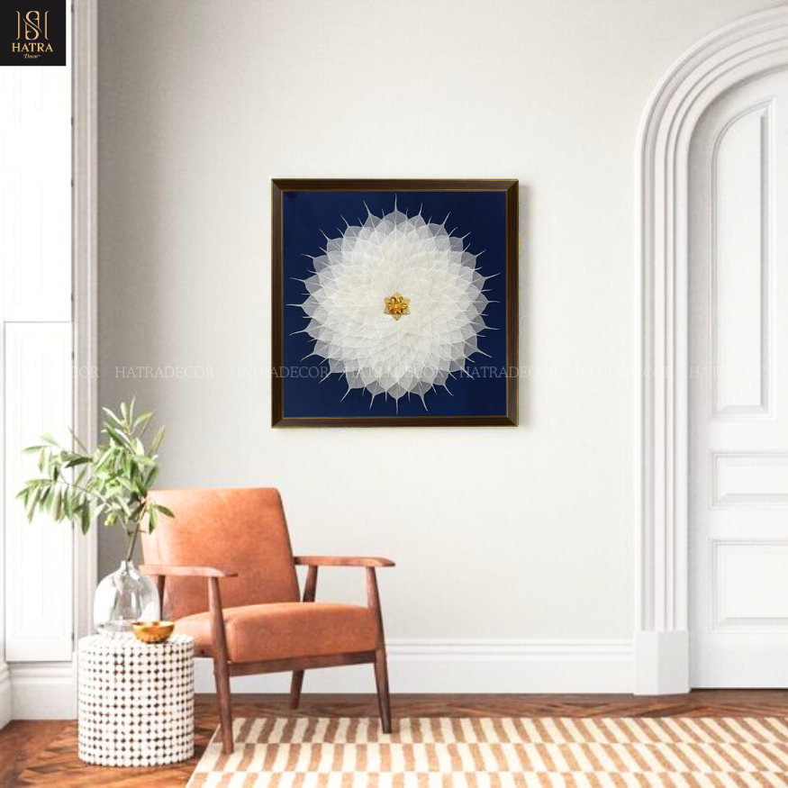 16-inch Bodhi leaf mandala wall art in a frame