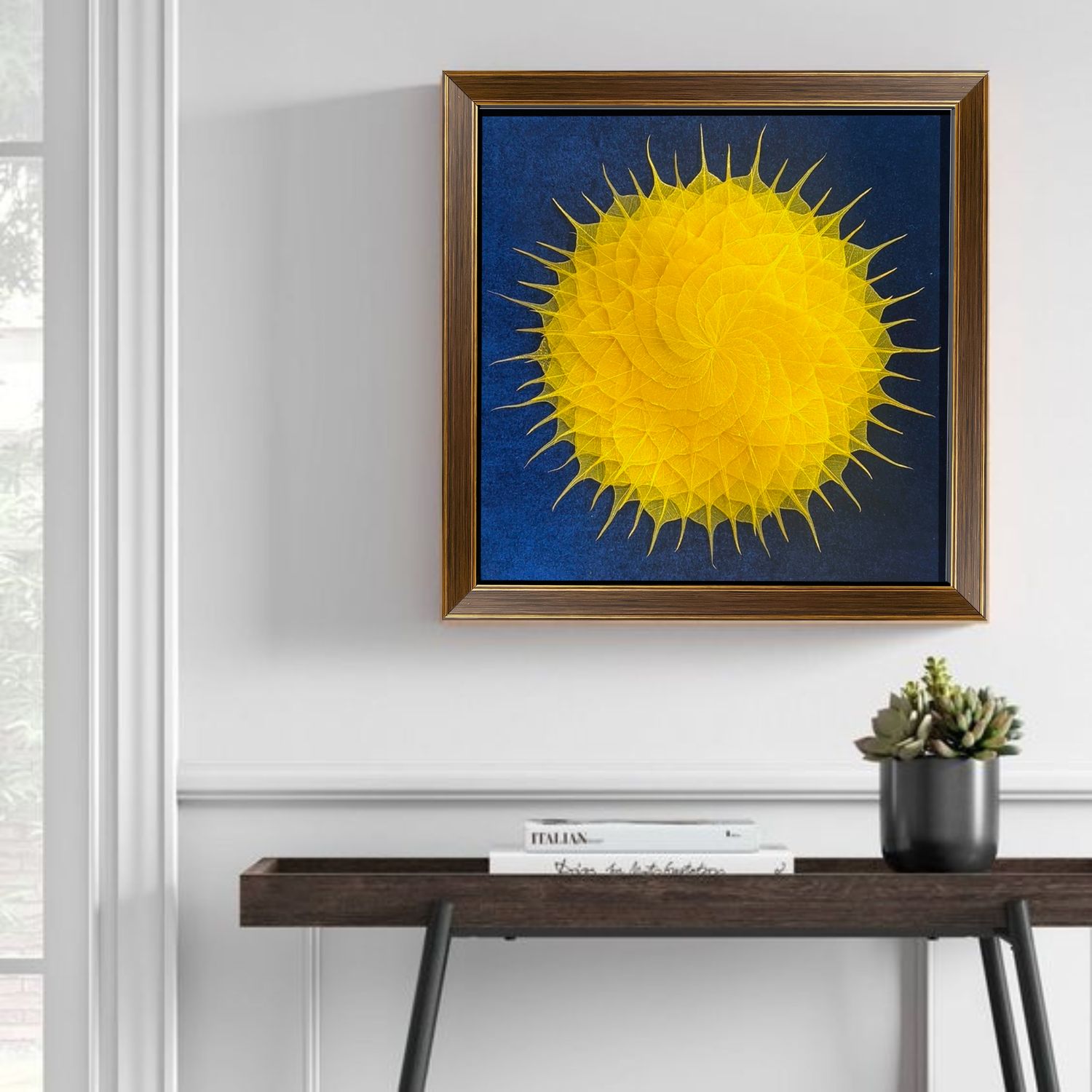 16-inch Bodhi leaf mandala wall art in a frame